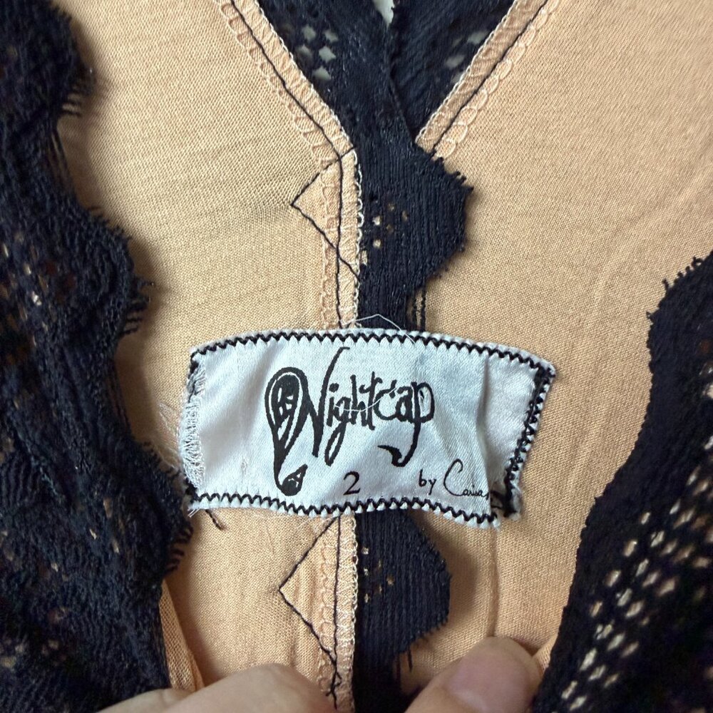 Nightcap Antoinette Lace Gown in Black & Tan Size M - Picture 4 of 6
